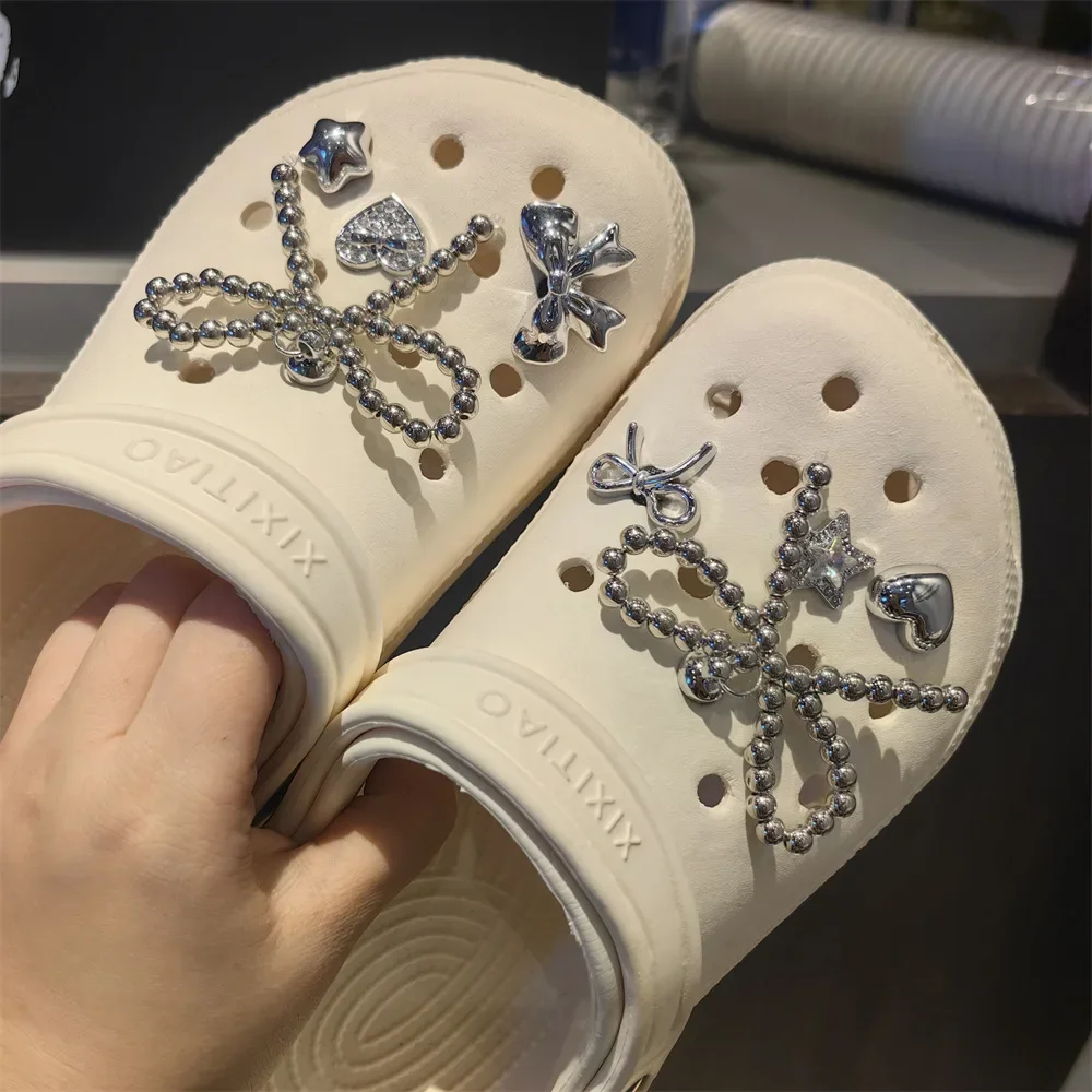 Mode Perle Schleife Schuh Charms Set Perle Blume 3D Abnehmbare Schnalle Erweiterte Schuh Dekorationen Elegante Schuhe Zubehör 1 Set – Detail 8