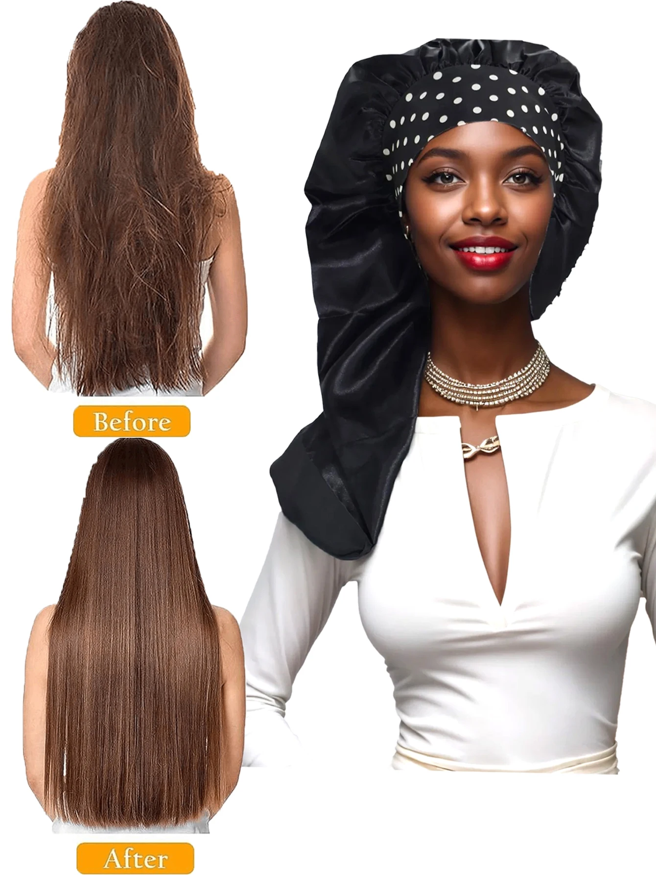 

Elastic Wide Edge Long Satin Bonnet Hat Sleeping Hats Wrap Loose Night Cap Hair Care Bonnet for Women Men Unisex Cap Bonnet