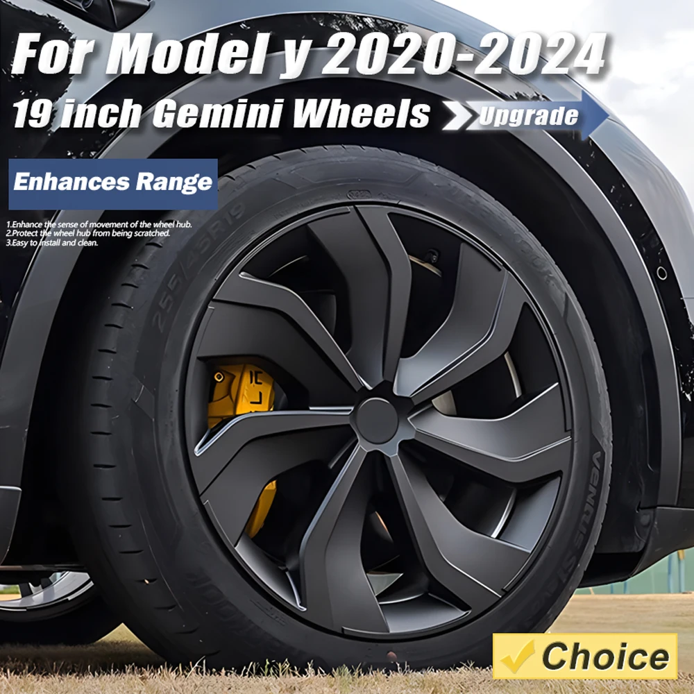 4PCS Car 19 Inch Wheel Cover For Tesla Model Y Performance Replacement Wheel Protector Gemini Hubcap Full Rim Cover 2017-2024
