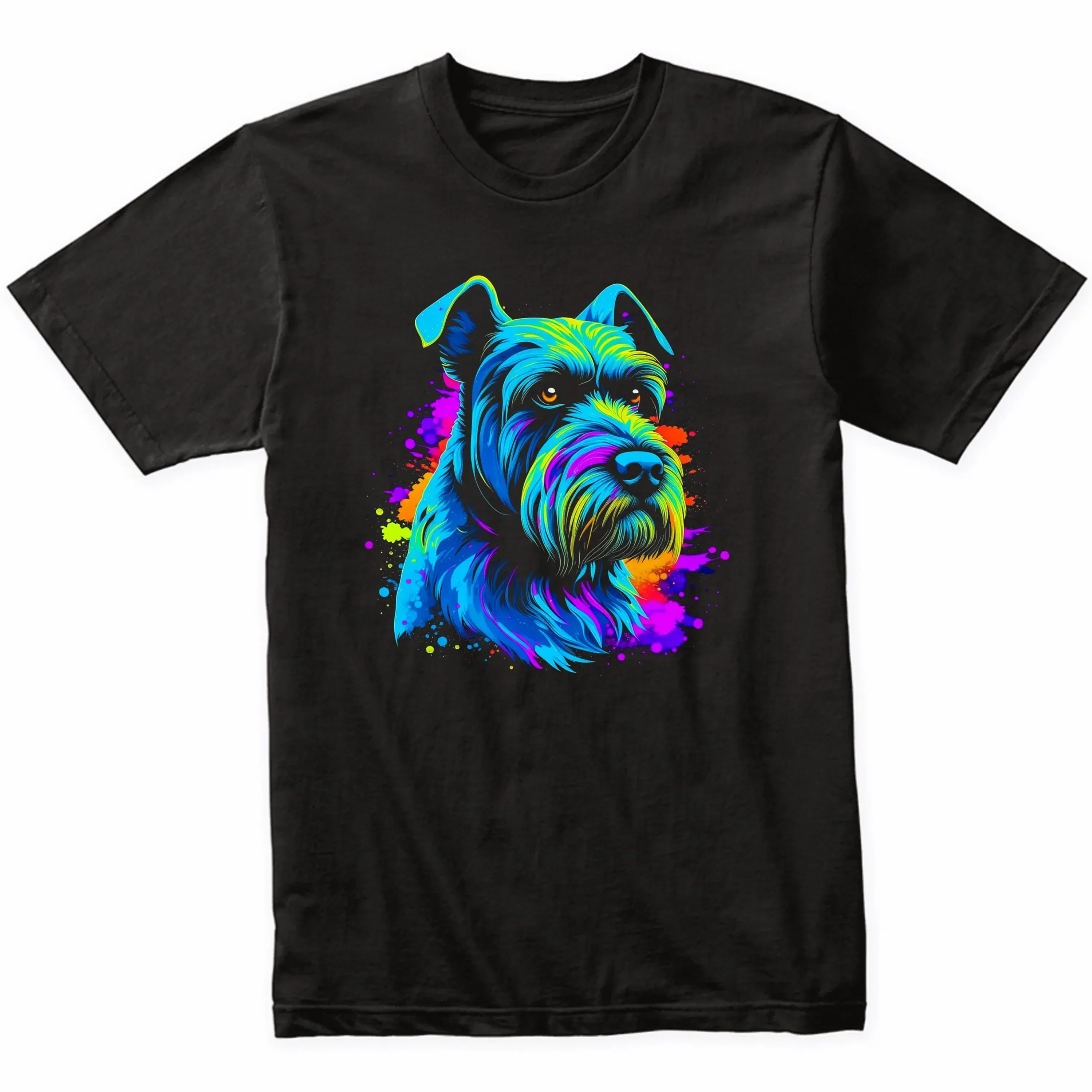 Giant Schnauzer Psychedelic Dog Art T Shirt Owner Colorful Bright Watercolor Rainbow heavyweight fashion Round Neck Sweatshirt