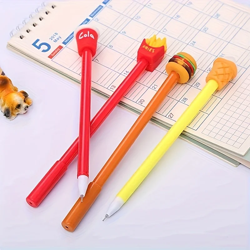 8Pcs Creative Hamburger Fries Cola Gel Pens 0.5mm Black Ink Signature Pens Writing Stationery Business School Signature Supply