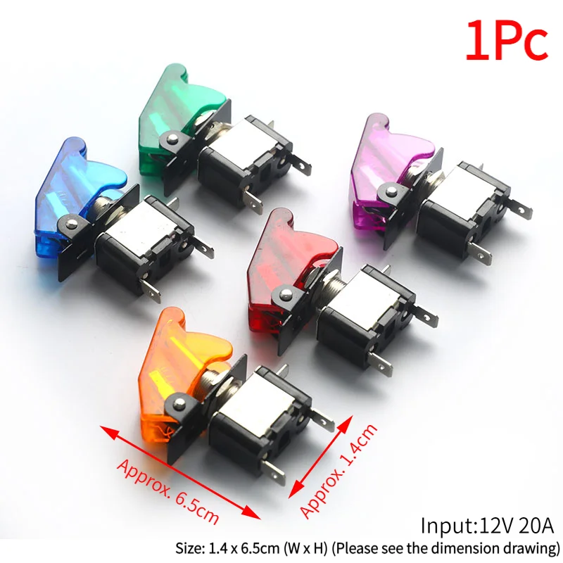 1Pc Car Truck Illuminated Led Toggle Switch Safety Aircraft Flip Up Cover Guard 12V.