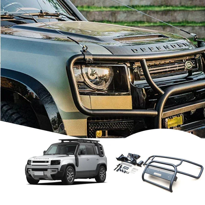 Car exterior accessories steel front bumper guard bull bar for land rover defender Front Bumper with winch bracket 2022 2023