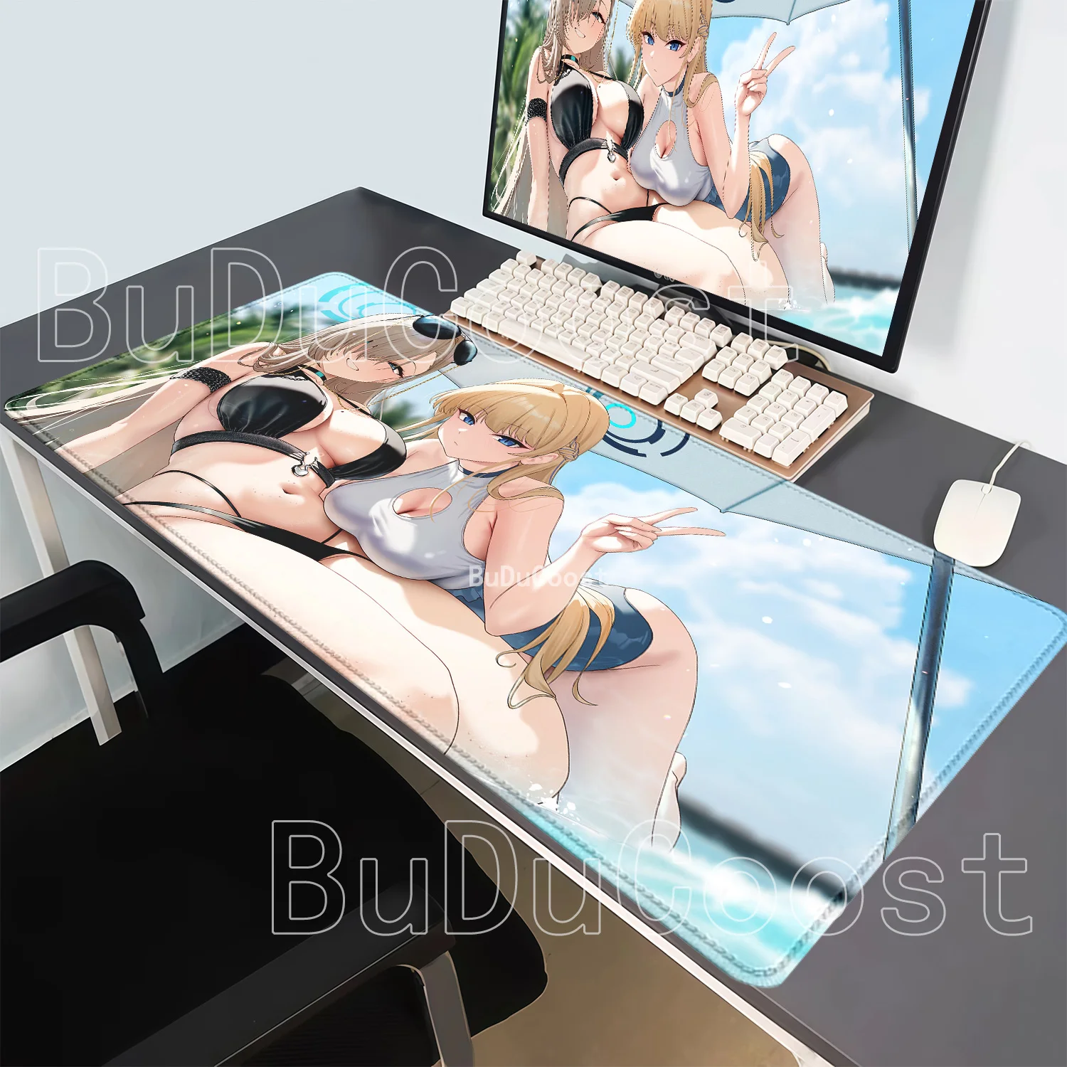 HD Printing Asuma Toki Blue Archive Mousepad Non-slip Base Mouse Pad PC Keyboard Office Accessories Bunny Girl Overlock Desk Mat