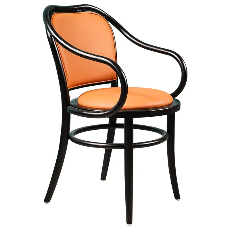 All solid wood casual dining chair ash wood armrest rattan dining chair
