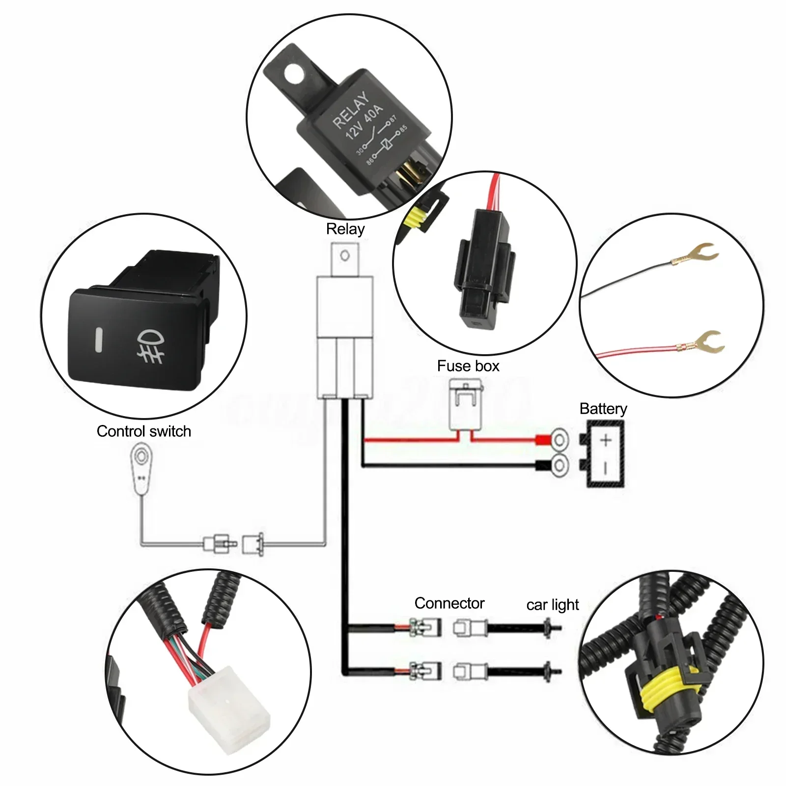 Indicators Switch Wire harness 1Set H11 Bulbs Interface Sockets Wire Harness Wiring 40A Car Accessories For Toyota