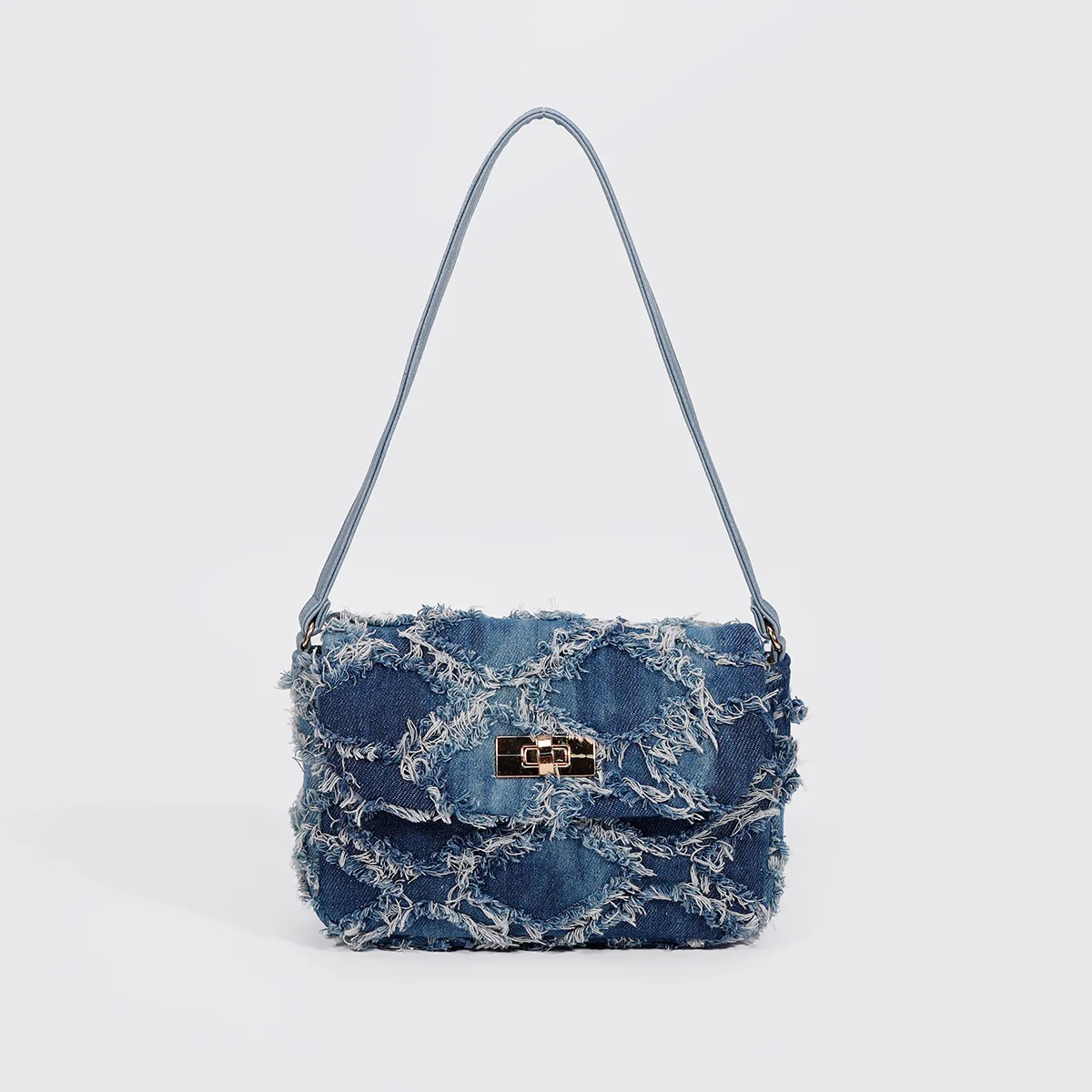

iPinee Small Fragrant Underarm Bag New Lingge Denim Fabric Bag Women's European and American Small crowd tassel handbag