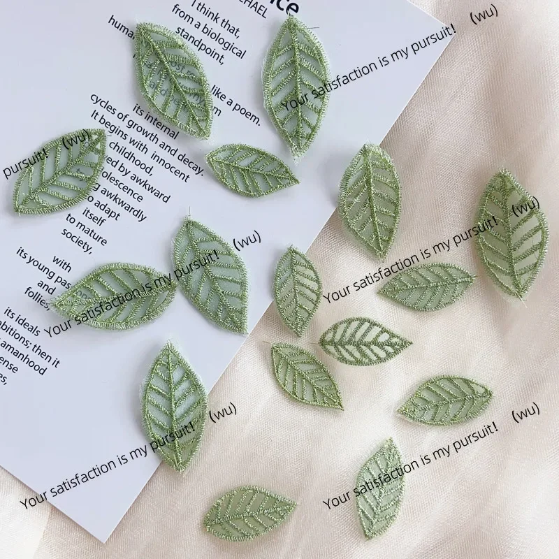 Mesh gold and silver thread embroidery leaf lace green leaf monochrome DIY Korean version handmade accessories