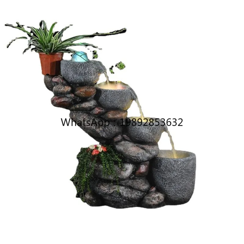 LYY خزان المياه الجنينة نافورة تدفق المياه بركة الأسماك الصغيرة شرفة في الهواء الطلق ترتيب الحديقة فناء جذب الثروة #5