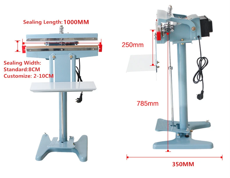 Manual Bags Pedal-operated 1000mm Impulse Heat Sealer Plastic Bag Sealing Machine Plastic Bag Sealing Machine Pvc