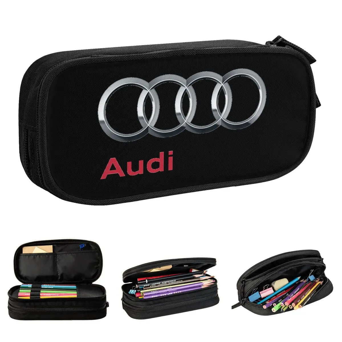 A-Audis Car Motorcycle Pencil Case Pen Holder Bags Girls Boys Big Capacity School Supplies Zipper Pencilcases