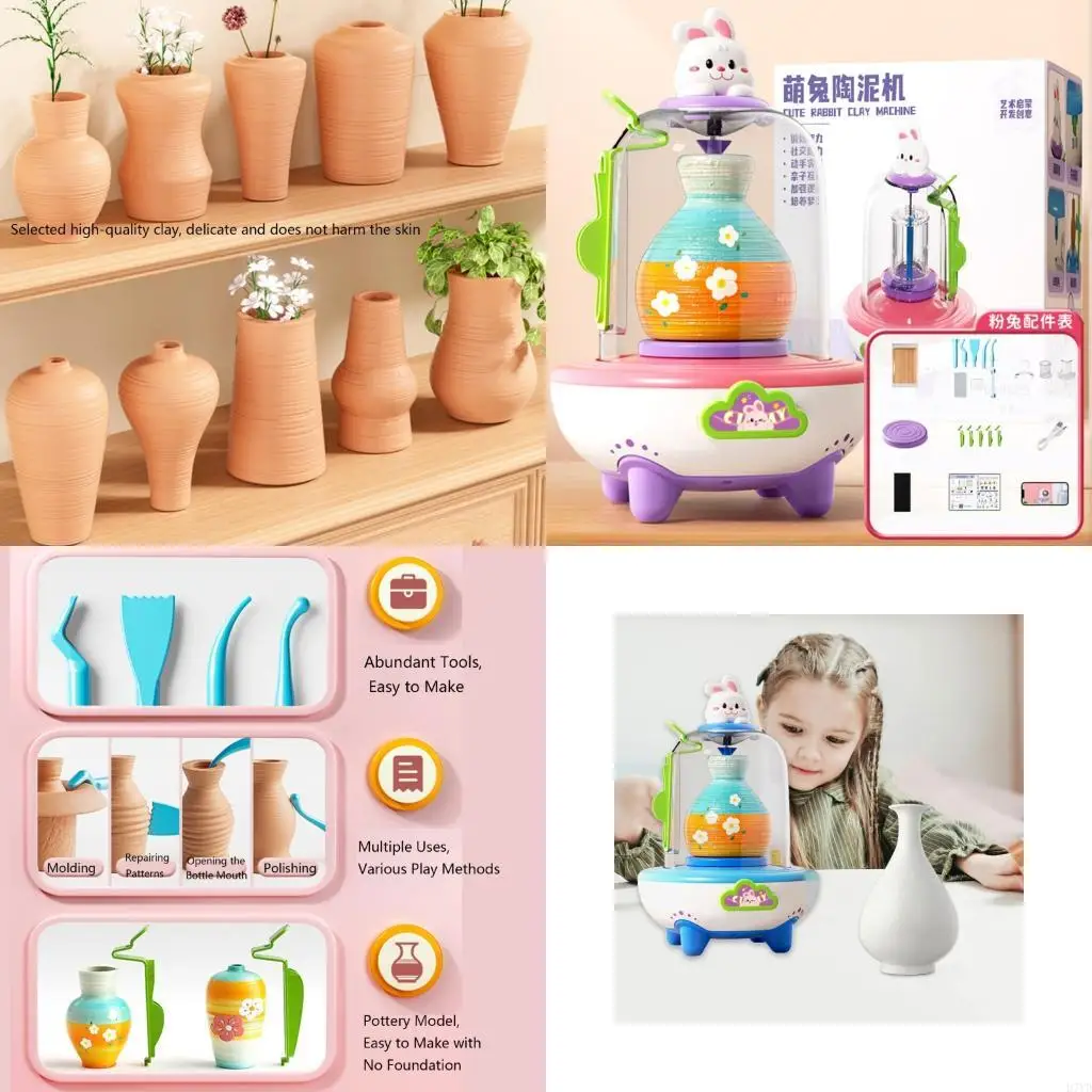 

D7YD Creative Art Pottery Cheel Toy Kids USB управляйте ремесленным инструментом