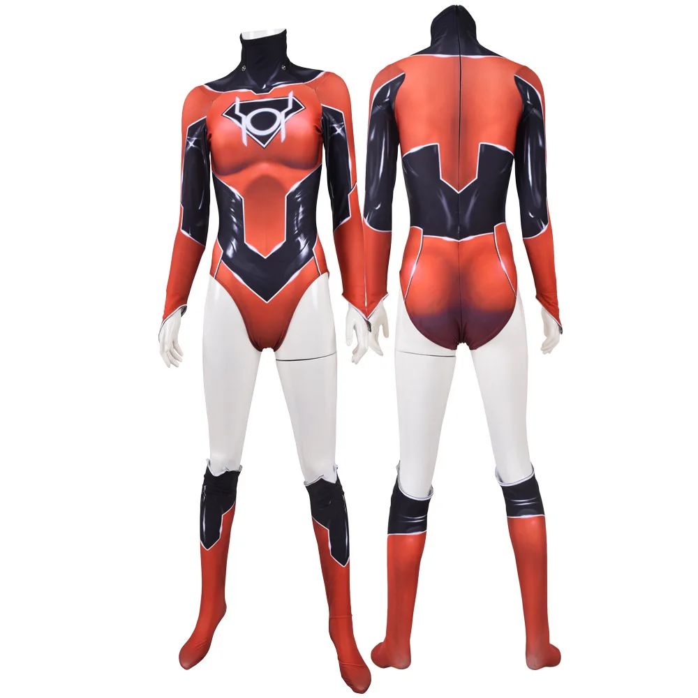 Halloween Frau rote Laterne Cosplay Kostüm weibliche Superhelden Zentai Anzug Damen Cosplay Bodysuit Erwachsene