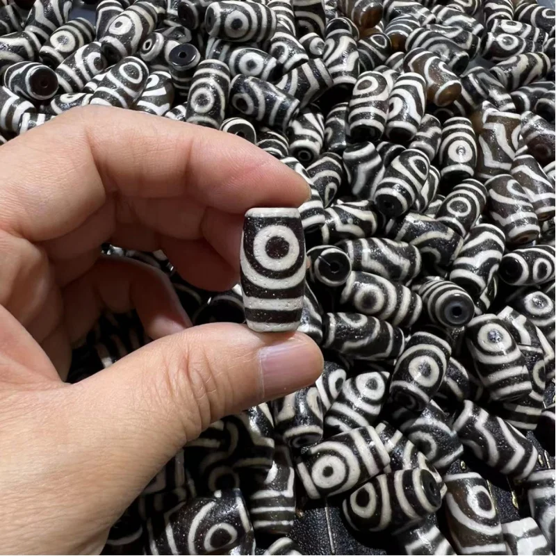 

Агатовая бусина-барабан с двойным глазом, 25 мм, подвеска, ожерелье, ювелирные изделия в тибетском стиле, старая бусина Дзи, высокое масло, патина, выветленная, нежная