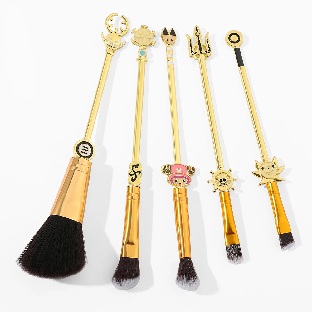 5pcs/set Anime ONE PIECE Tony Tony Chopper Cartoon Magic Wand Makeup Brush Metal Handle Cosplay Makeup Tools With Velvet Bag