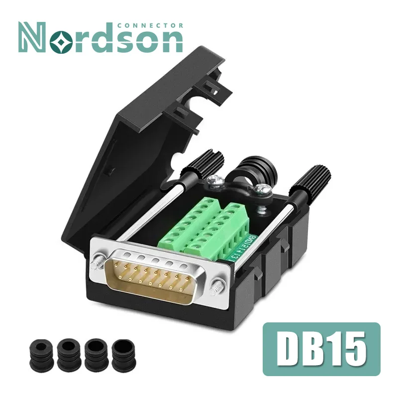 Soldering-free DB15 Connector Industry 2 Rows 15Pin Breakout Connector DB15 Male Female Plug D-SUB Terminal Adapter