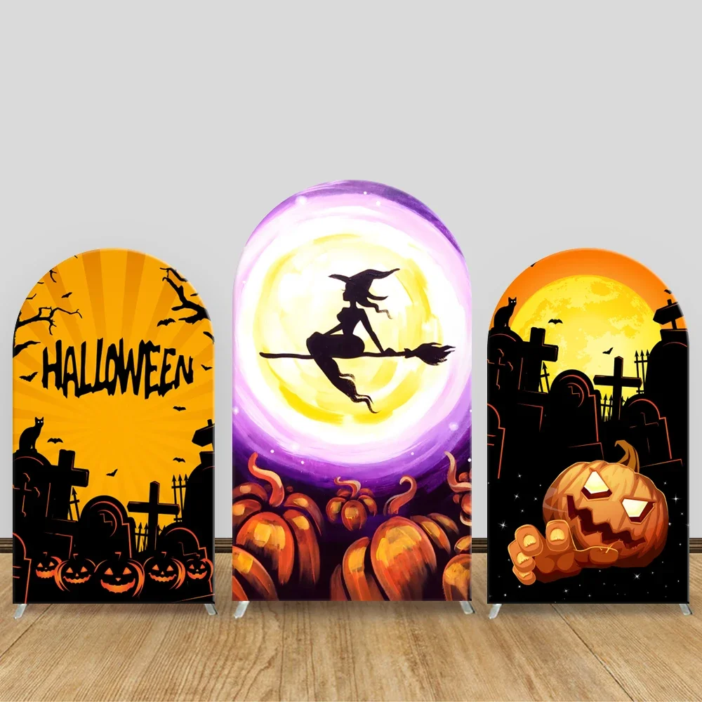 VIKAMA Halloween Bogen Hintergrund Kit, Hexe Kürbis Festival Party Dekoration Cartoon Halloween Fotografie Hintergrund