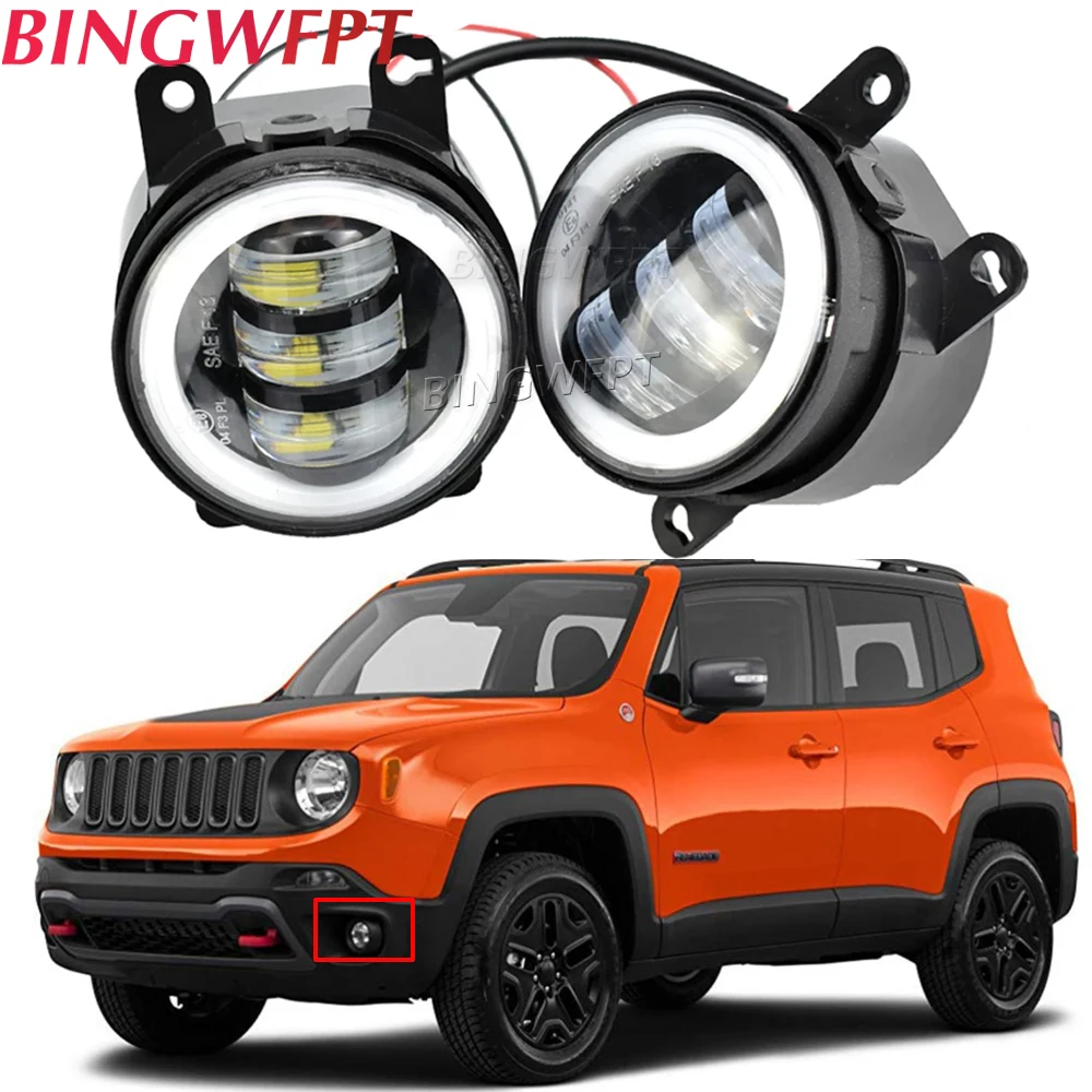 Fog Lights Headlight For Jeep Renegade BU Compass Cherokee LED Angel Eye Fog Lamp Fog Light For Jaguar Porsche Cayenne 955