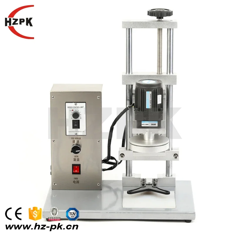 HZPK DHZ-450B semi automatic electric plastic glass bottle cans jar screwing capping sealing packing machine