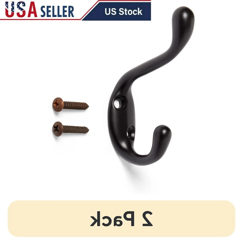 

2 упаковки масляных бронзовых двойных крючков для одежды, сверхпрочные металлические настенные полотенца, куртки, сумки, ключи, емкость 10 фунтов