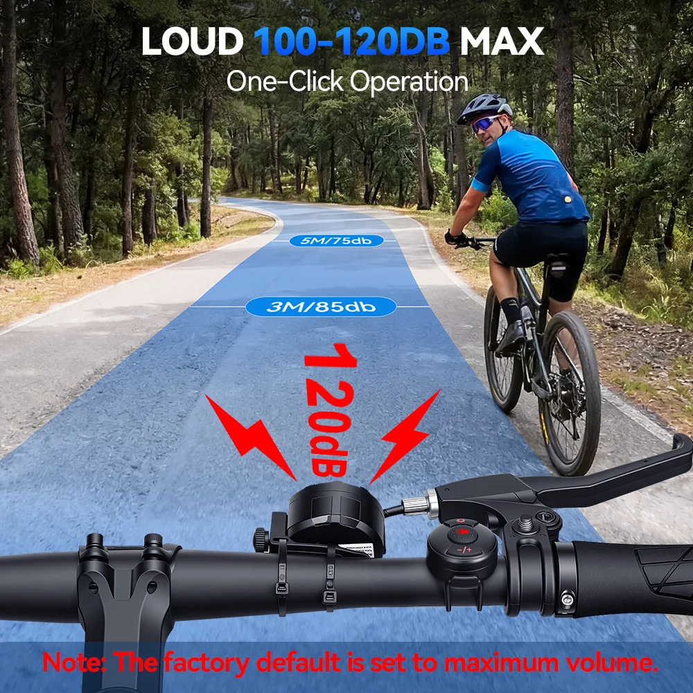 Rockbye Bike Electric Bell Rechargeable MTB Scooter Road Bicycle Handlebar Horn 3 Modes Sound Alarm Ring Bell Cycling Accessorie
