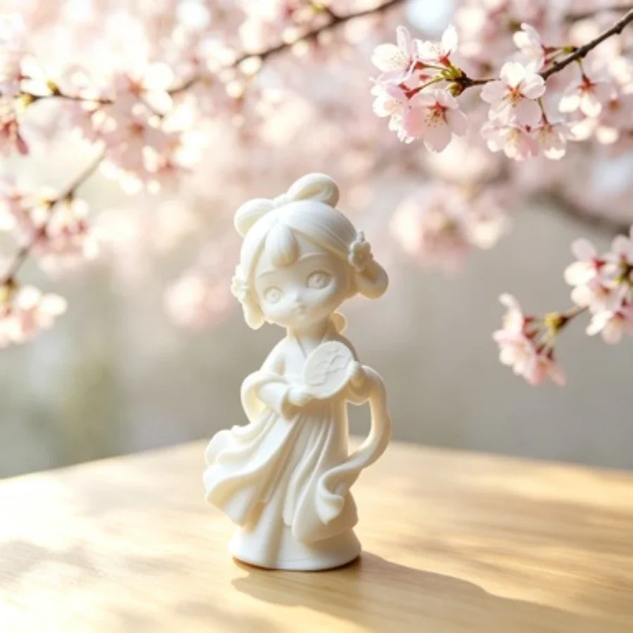 Oriental Character Figurine 3D‑Printed White Model Statue Blank DIY Hand‑Painted Asian Style Desktop Ornament Home Decor Craft
