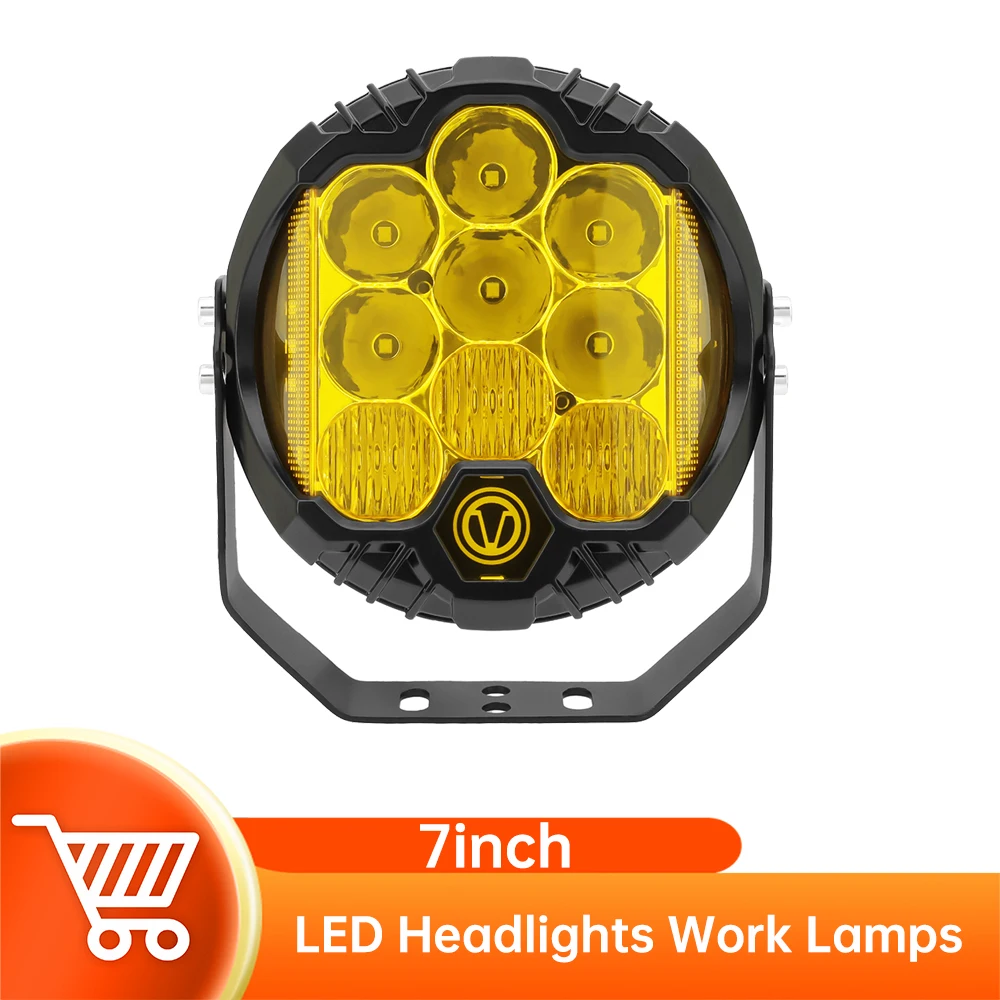 

12V 24V Yellow led 7inch for Jeep Spot light 7''Inch LED Headlight For Niva Motorcycle Lada Offroad 4x4