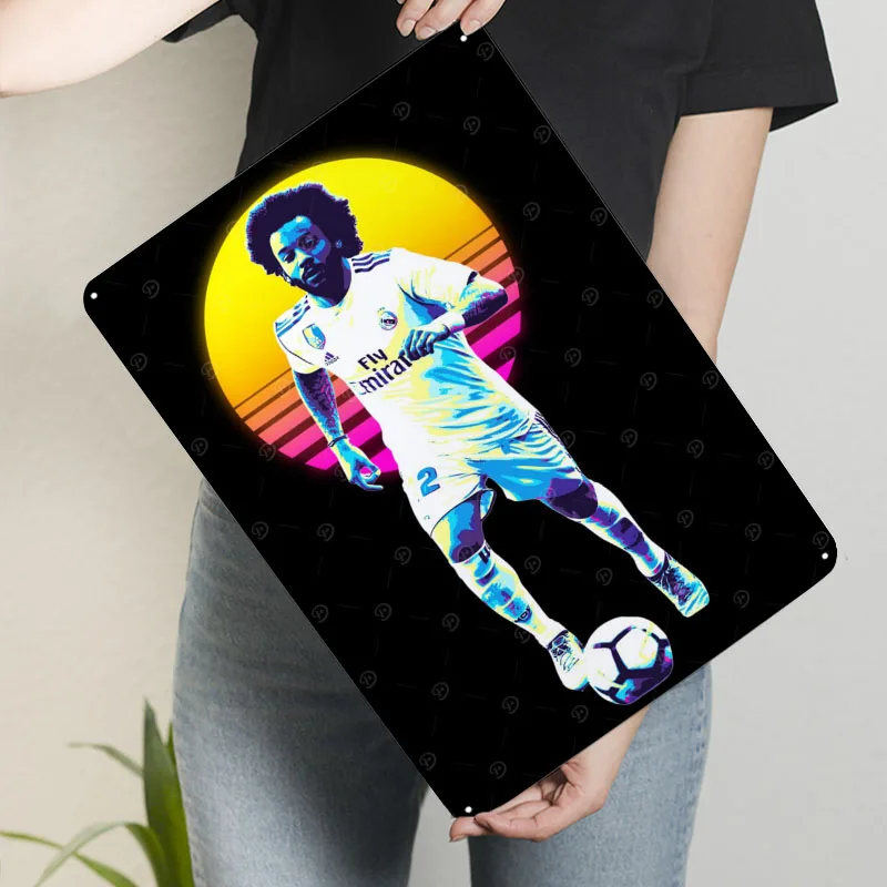 مارسيلو ريترو ملصق فني لكرة القدم علامة معدنية مخصصة لكرة القدم صفيح علامات جدار الفن الديكور زينة للمنزل رجل الكهف