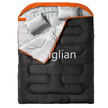 2 인용 더블 침낭, 휴대용 방수 캠핑 침낭, 하이킹 배낭 및 방한 가방, XL 사이즈