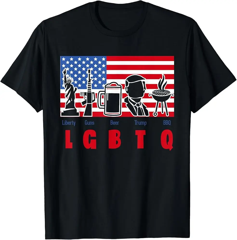 Trump Tee Trump LGBTQ Liberty Guns Beer BBQ T-Shirt High Quality 100%Cotton Short Sleeve