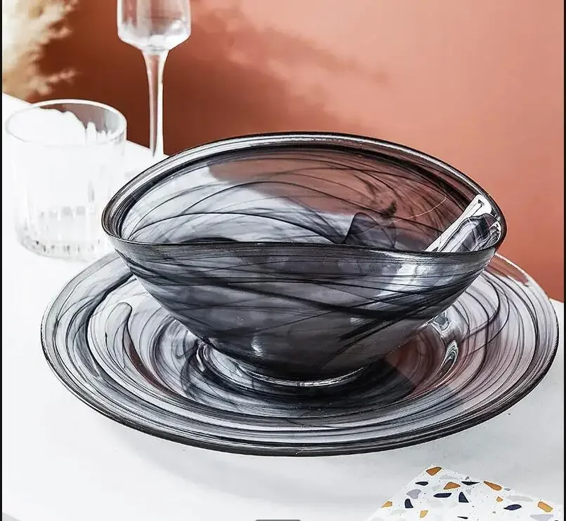 

Стеклянная тарелка с фруктами, украшение для ресторана, еды, торта, десерта, салата, скандинавская домашняя кухонная посуда