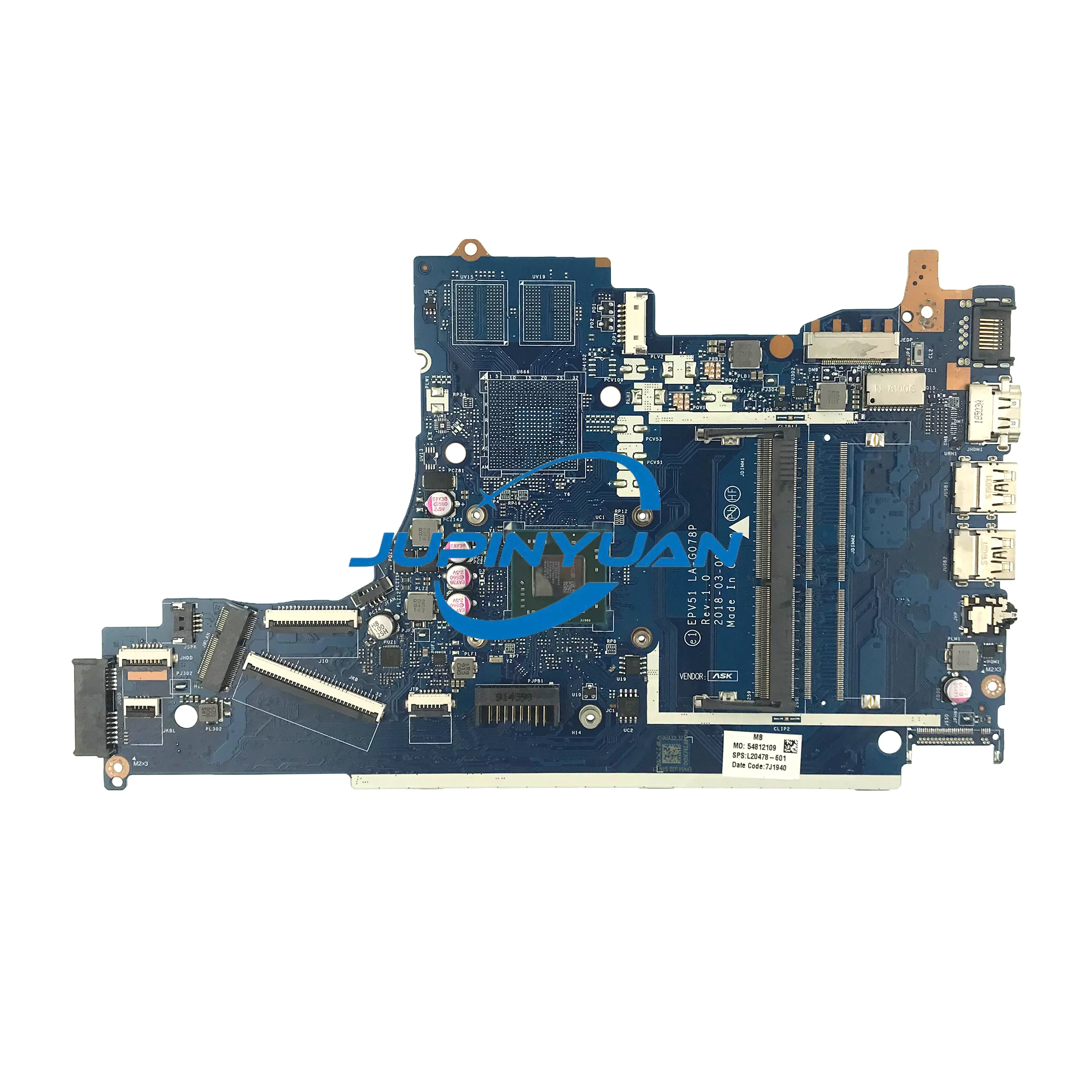 L20478-601 L20479-601 Mainboard For HP Pavilion 15-DB 15T-DB 255 G7 Laptop Motherboard EPV51 LA-G078P L54792-601 Full Tested