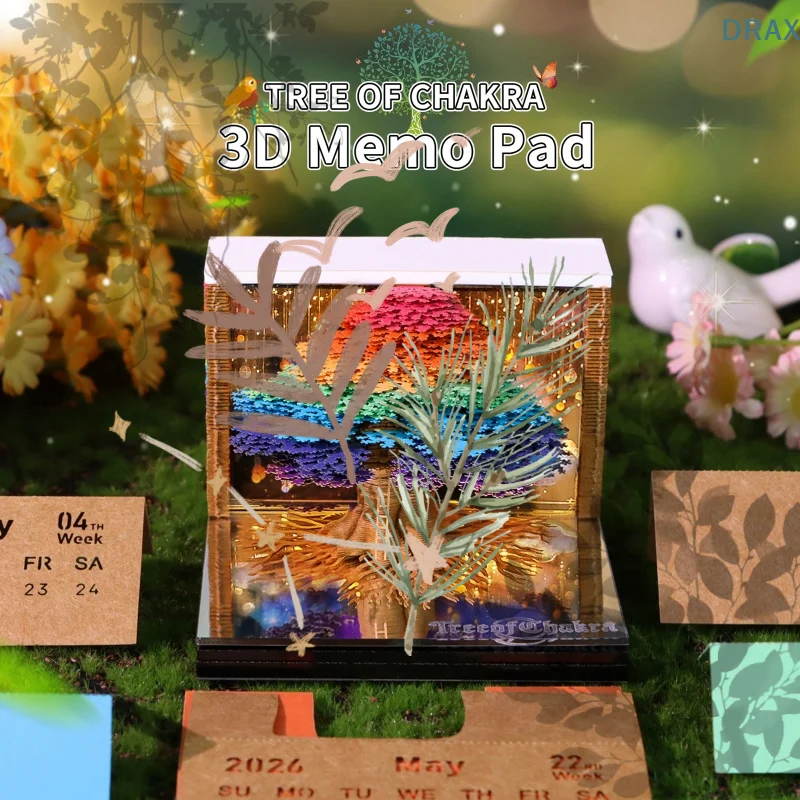 

Time Piece Calendar 2026 Desk Calendar With LED Light, 3D Tear-away Calendar Paper Carving Art Memo Pad Notepad Gift Christmas