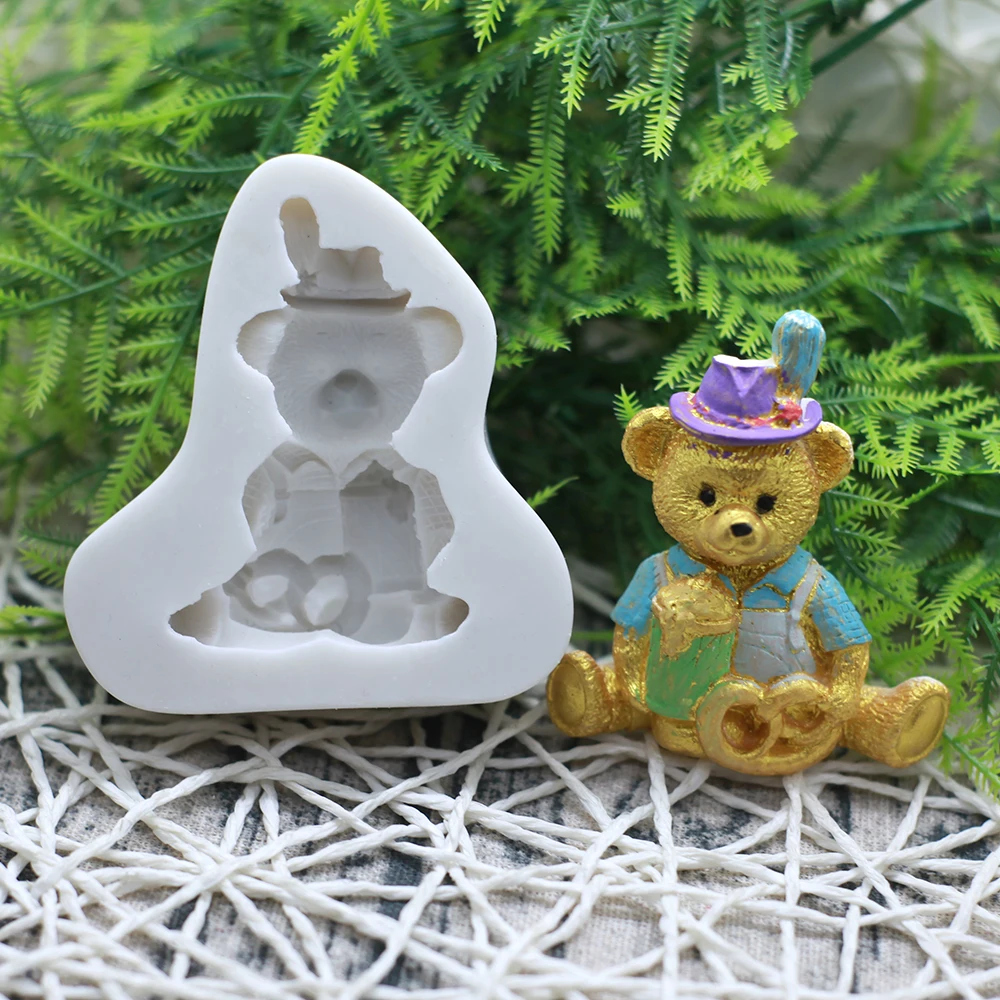 3d Bear Silicone Mold Fondant Cake Chocolate Candy Baking Sugar Craft Pastry Baking Mould Birthday wedding Decoration Tools