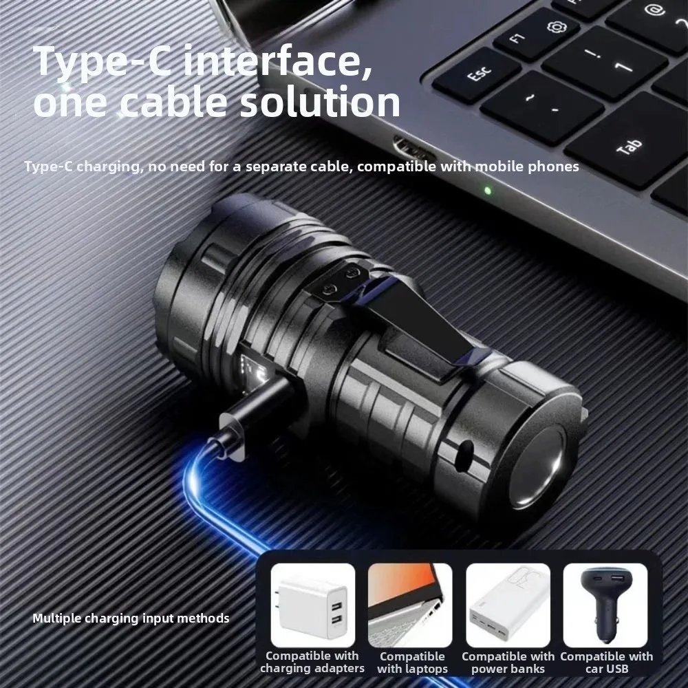 مصباح يدوي محمول مقاوم للماء USB قابل لإعادة الشحن 17 وضعًا مصابيح جيب LED فائقة السطوع مصباح LED فائق السطوع لركوب الدراجات