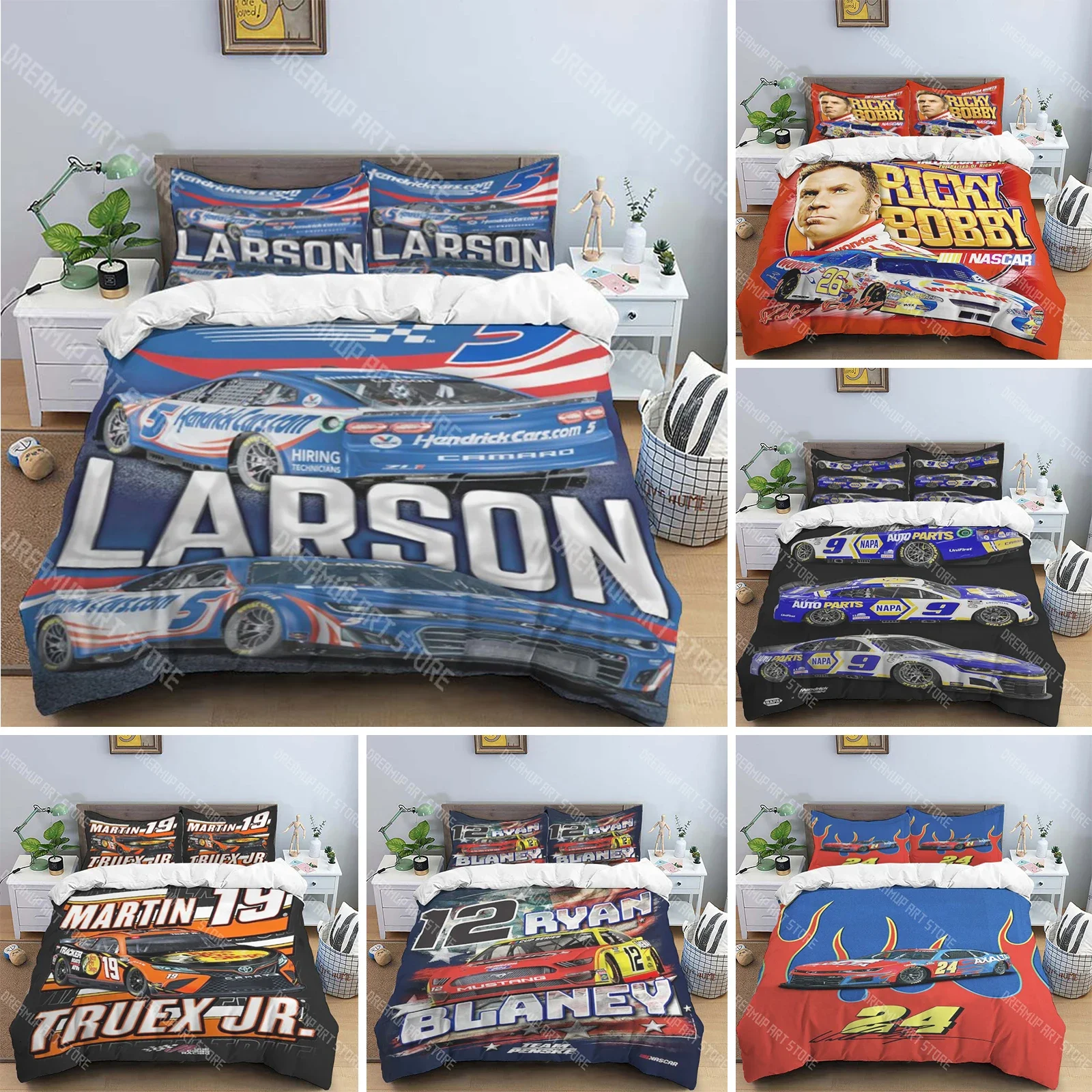 

R-racing Graphics N-NASCAR Модный принт из трех предметов, подходит для детей и взрослых, пододеяльник, наволочка, комплект постельного белья, подарок на день рождения