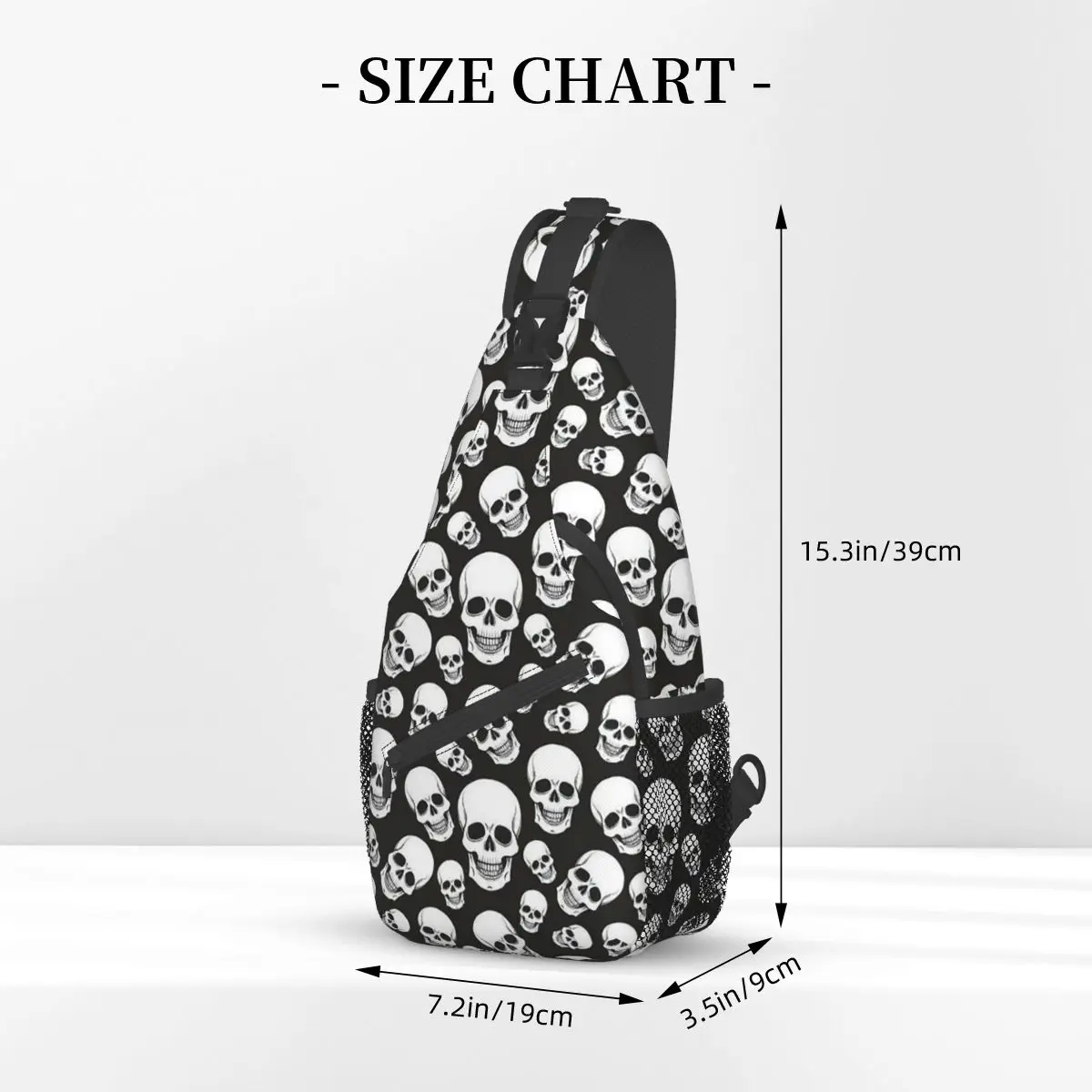 Sac à bandoulière tête de mort gothique, sac à dos initié à la poitrine, sacs d'école à motifs, sacs de jour de voyage, randonnée