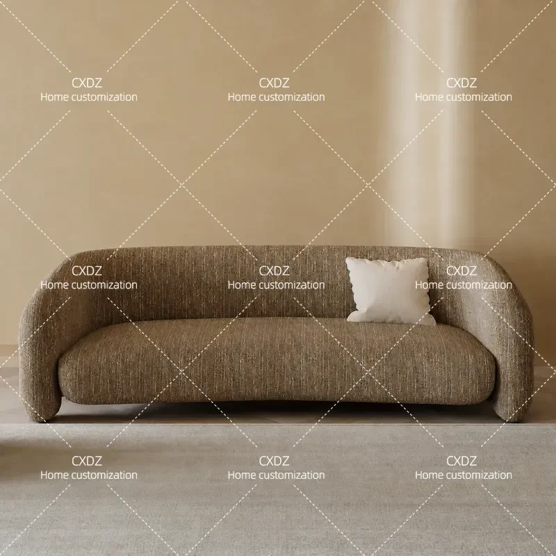 Wabi Sandy Wind Irregular Fabric Sofa Straight Row for Living Room Small Apartment Creative Beauty Salon Clothing Store Rest