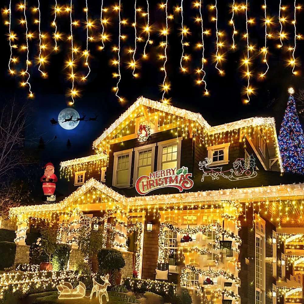 Guirlande Lumineuse Étoiles Solaires Qoosea 14M 120 LED - 8 Modes, Étanche, Blanc Chaud Pour Noël Et Jardin