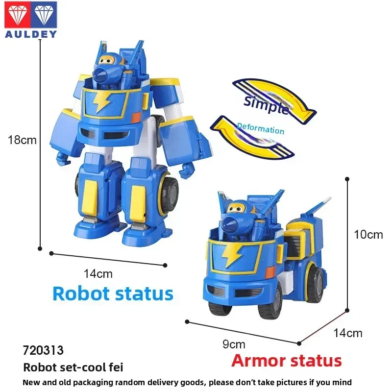 AULDEY ‌   Genuino Super Wings Jett/Dizzy/Donnie Trasformazione Combinazione Mecha Machine Set Modello di figura mobile Regalo di Natale