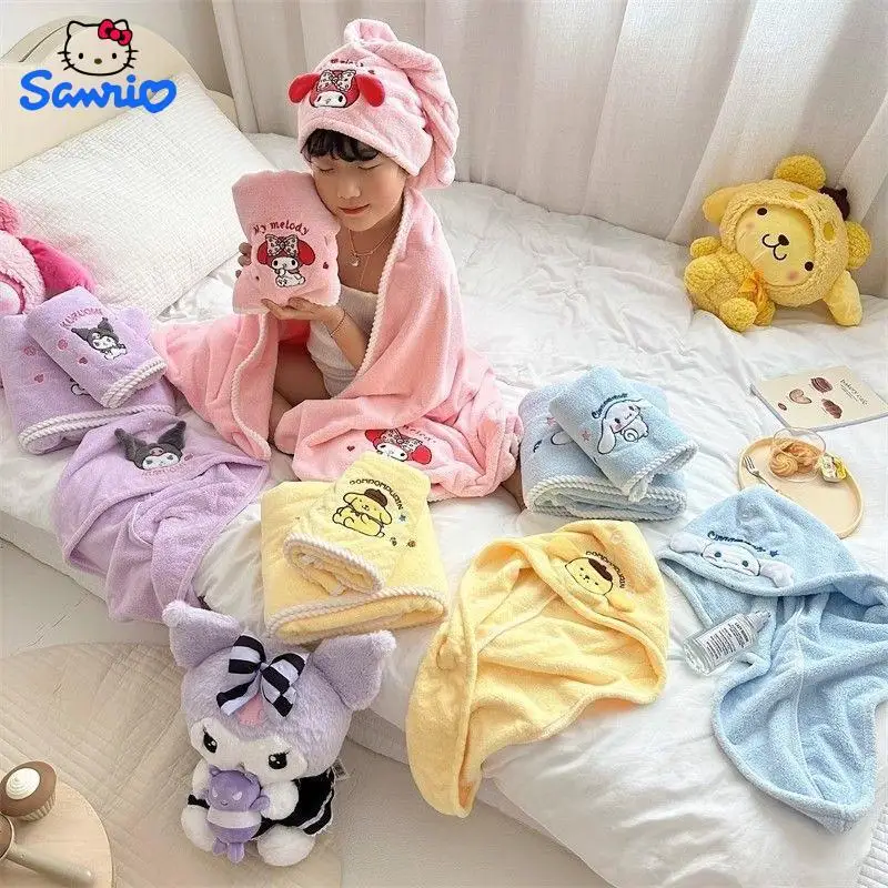 Towel Anime Sanrio Body Bath Towel Hellokitty Kuromi Melody Soft Hand Towel Microfiber Hand Towel Shower Bathrobe Spa Kawaii