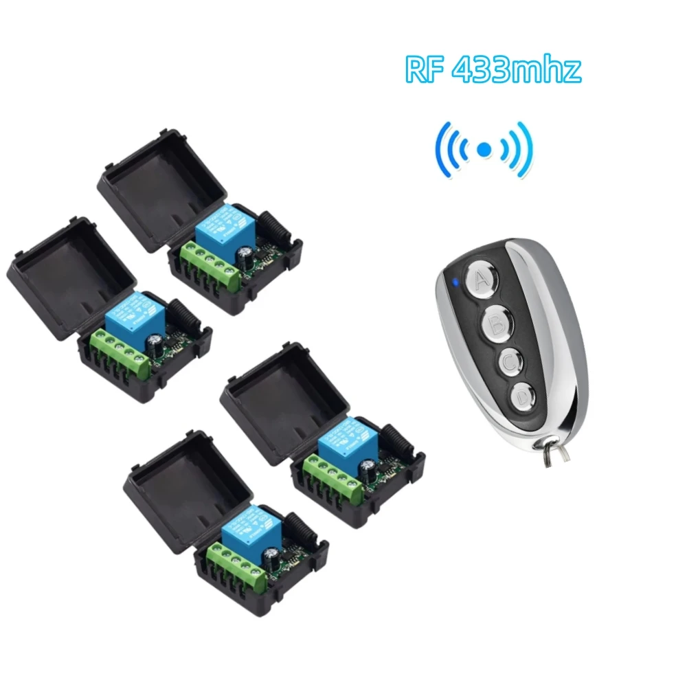 DC 12V 433Mhz RF ワイヤレスリモコンスイッチリレー 1CH 多機能受信機モジュールガレージカーテンモーターライトコントロール DIY