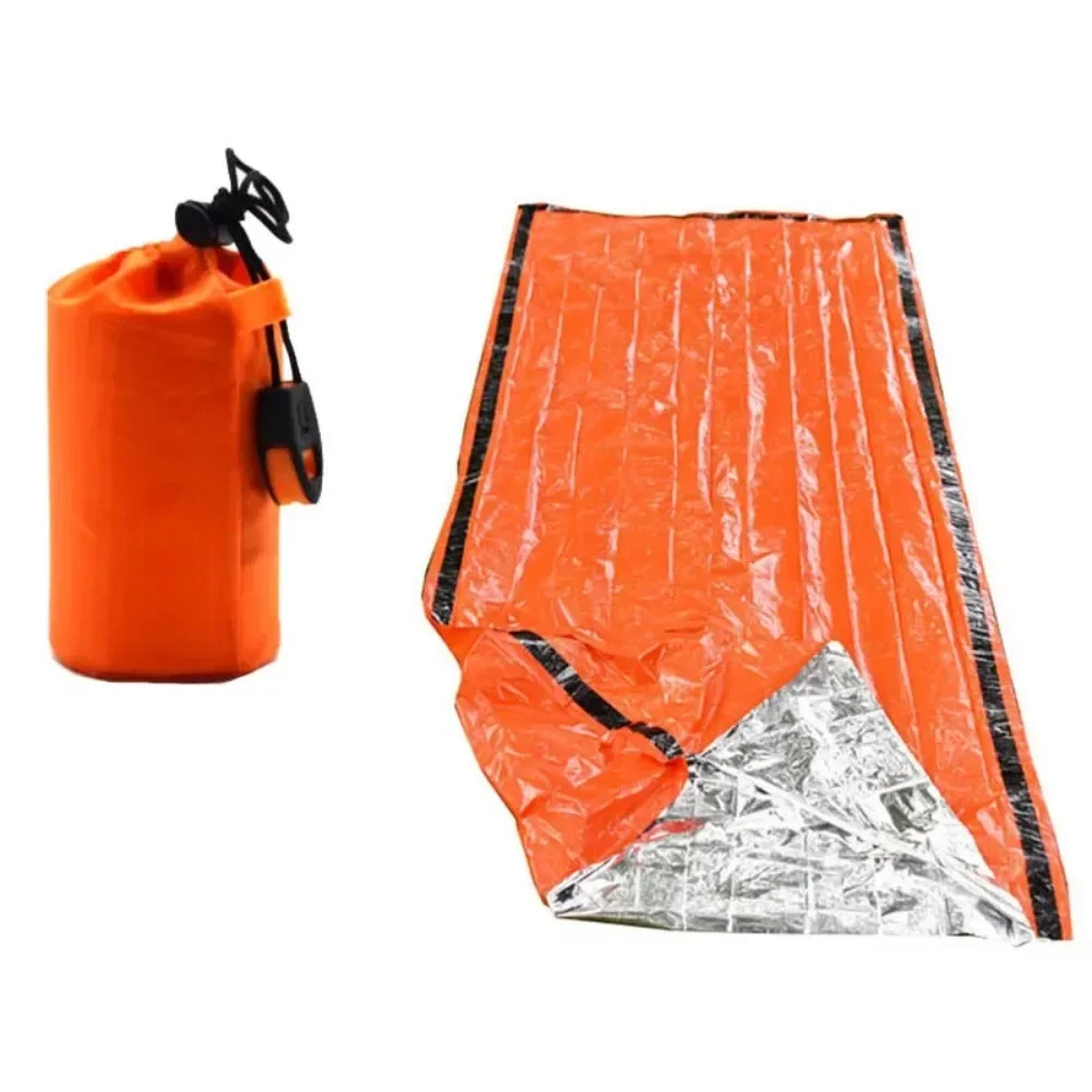 Conjunto de saco de dormir de sobrevivência de emergência à prova d'água portátil ao ar livre edc equipamento de acampamento saco térmico kit de resgate de primeiros socorros cobertor mylar