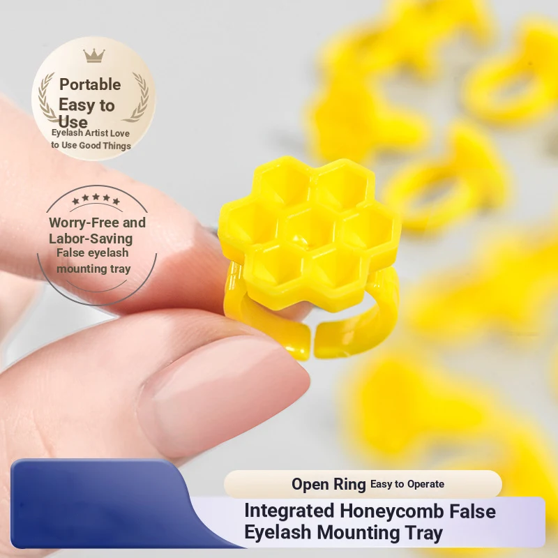 كوب غراء على شكل قرص العسل لتمديد الرموش مع وظيفة التأخير، كوب نازف غراء قابل لإعادة الاستخدام بتصميم زهر البرقوق، كاذبة احترافية #1