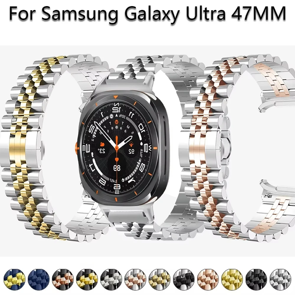 Ремешок из нержавеющей стали для Samsung Galaxy Watch 7 Ultra 47 мм, металлический деловой браслет без зазоров для Galaxy Watch Ultra 47, браслет