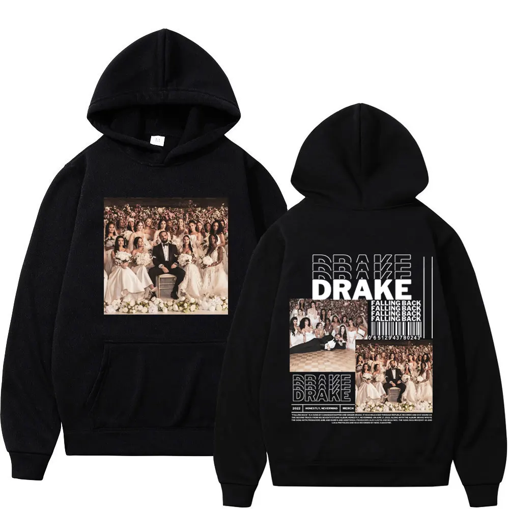 

Rapper Drake Honestly Nevermind Falling Back Print Hoodie Unisex Hip Hop Vintage Sweatshirts High Street Fashion Trend Pullovers