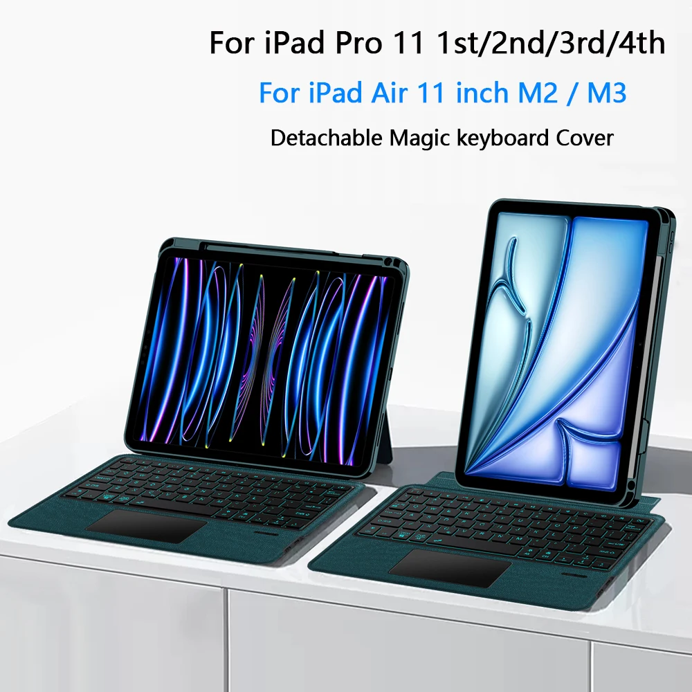 Smart Keyboard Case For iPad Air 11 inch M2 M3 2024 2025 Cover for iPad Pro 11 1st 2nd 3rd 4th 2018-2022 Touchpad Magic Keyboard