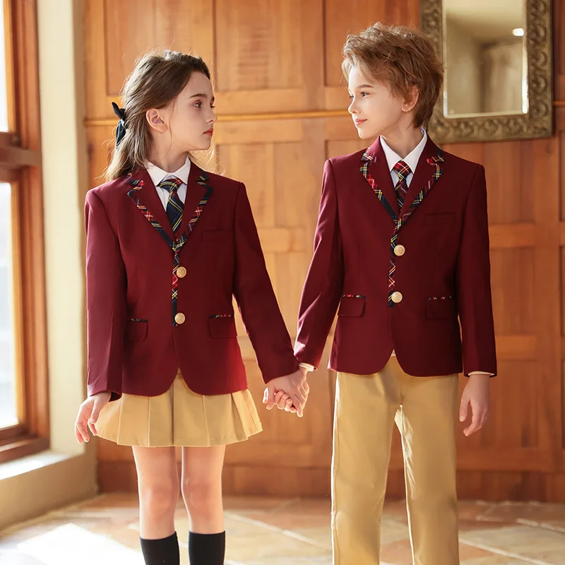 Primary Secondary School Uniforms Spring and Autumn Winter Suits, Choir Performance Costumes British College Style Class