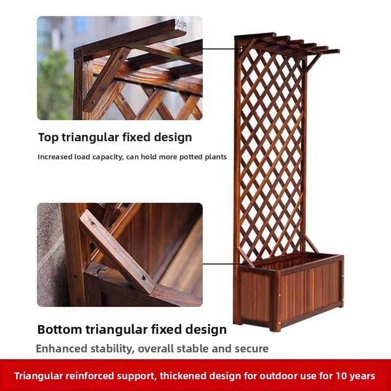 Corrosion Resistant Wood Planters Outdoor Courtyard Balcony Garden Fence Partition Trellis Planting Box Decorative Vine Support