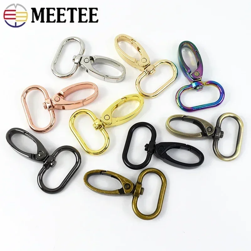 Meetee 10Pcs 16-38mm Bag Strap Hook Buckle Metal Swivel Lobster Clasp DIY Webbing Snap Hooks Keychain Trigger Buckles Accessory